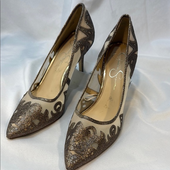 Jessica Simpson Women Liereena2 Bronze Glitter, Mesh, Pointed Stiletto, size 10M - Picture 8 of 13